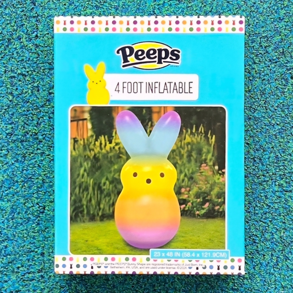 Peeps 4' Inflatable Rainbow Bunny Decoration w/bonus 9 Bunny Pencil Sharpeners